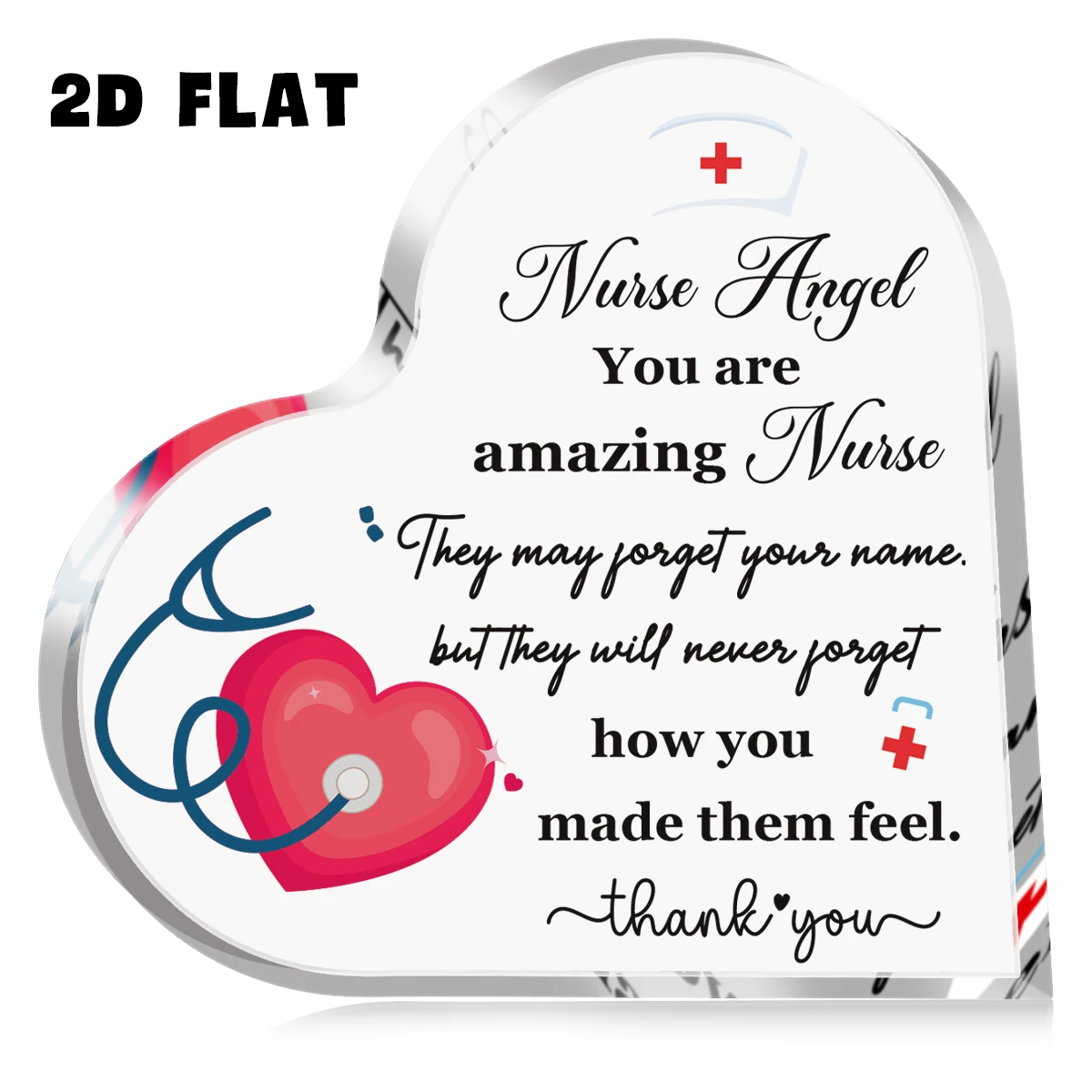 1 قطعة لوحة أكريليك على شكل قلب- "ممرضة الملاك أنت ممرضة مذهلة" لافتة لعيد الممرضات، عيد الميلاد، هدية تقدير التخرج