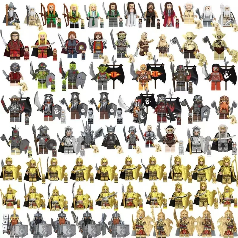 Mini figurines de l'Anneau du Seigneur, blocs de construction, Ringwraiths, Orcs, Légion, Roi Elfe, Prince, Chevalier, Nain, Sorcier, personnages de film, briques