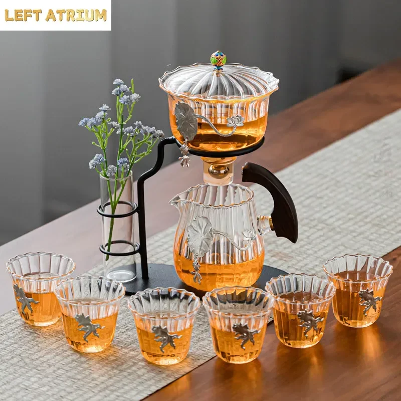 Creative Teapot Glass Automatic Tea Making Household Pu'er Scented Kung Fu  Tea Set Infuser Drinking Tea Maker Heat-resistant Gl