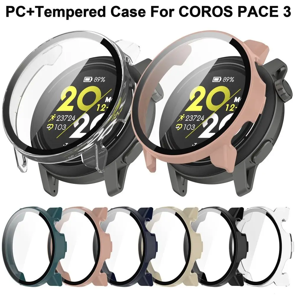 New PC+Tempered Protective Case Smart Full Cover Screen Protector Watch Hard Cover Shell for COROS PACE 3 Smart Watch