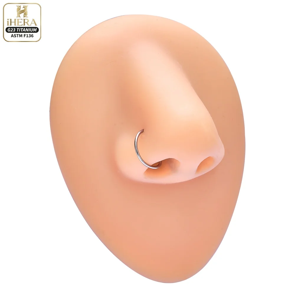 1/10PCS ASTM F136 Titanium Fake Nose Ring Hoop Non Piercing D Shape Nostril Lip Septum Earring Body Jewelry Kit