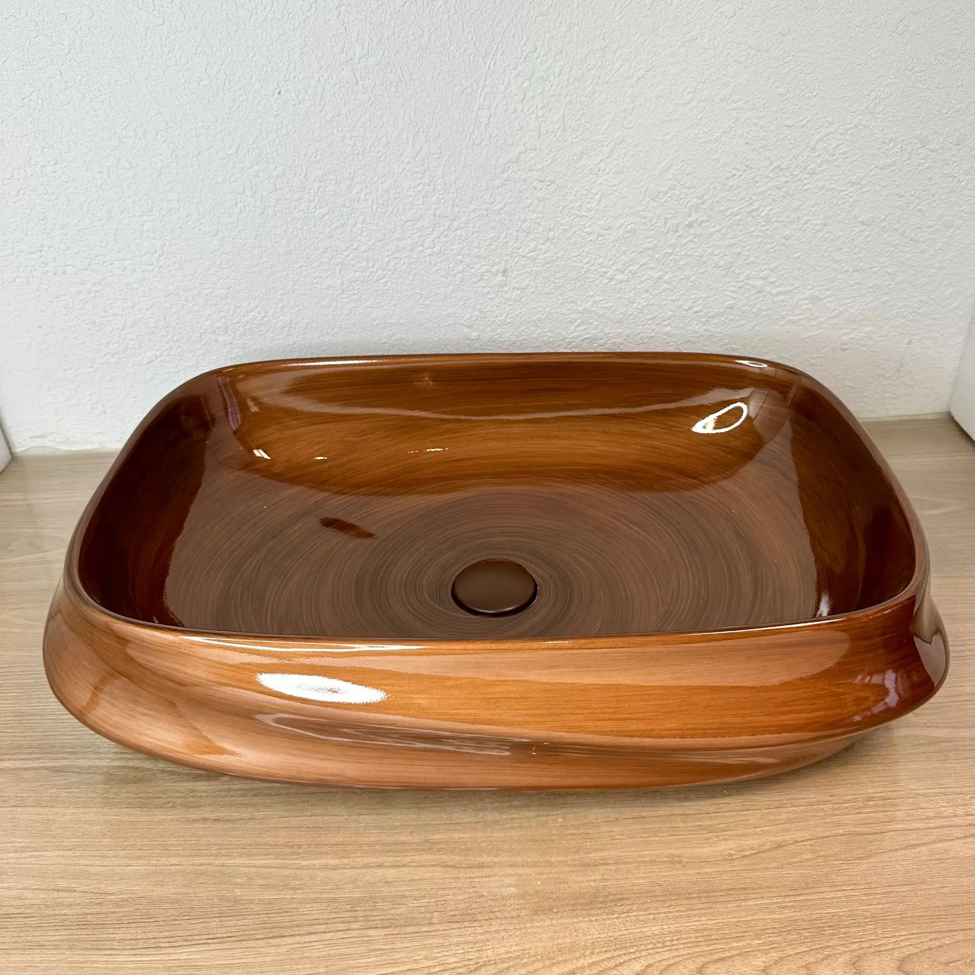 LMM ceramic upper basin Nordic color hotel art stroke electroplating ceramic integrated basin