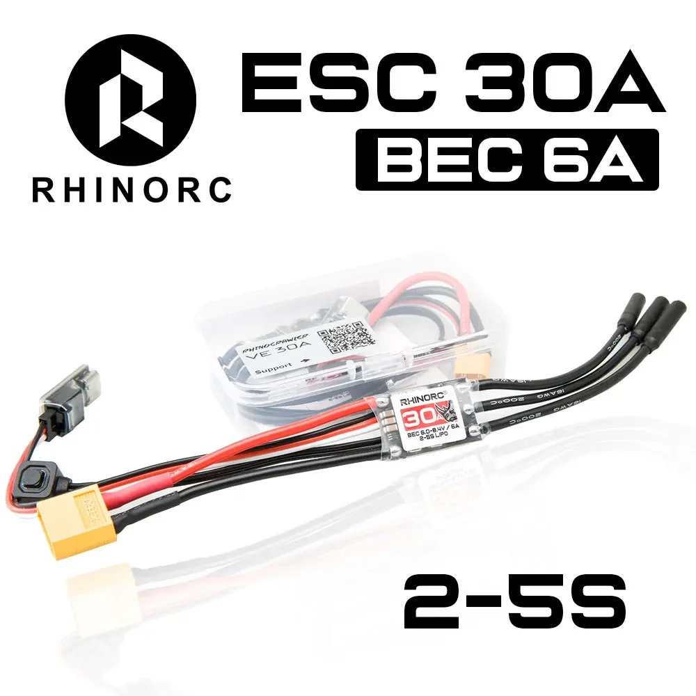 RhinoESC RC Crawler ESC 30A 2-5S 6A BEC for 1/12 1/10 Axial 1/18 UTB18 CAPRA