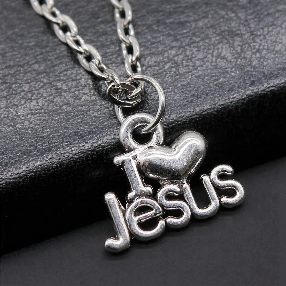 1pcs I Heart Jesus Man Necklace Men Accessories Jewelry For Men Popular Chain Length 43+5cm