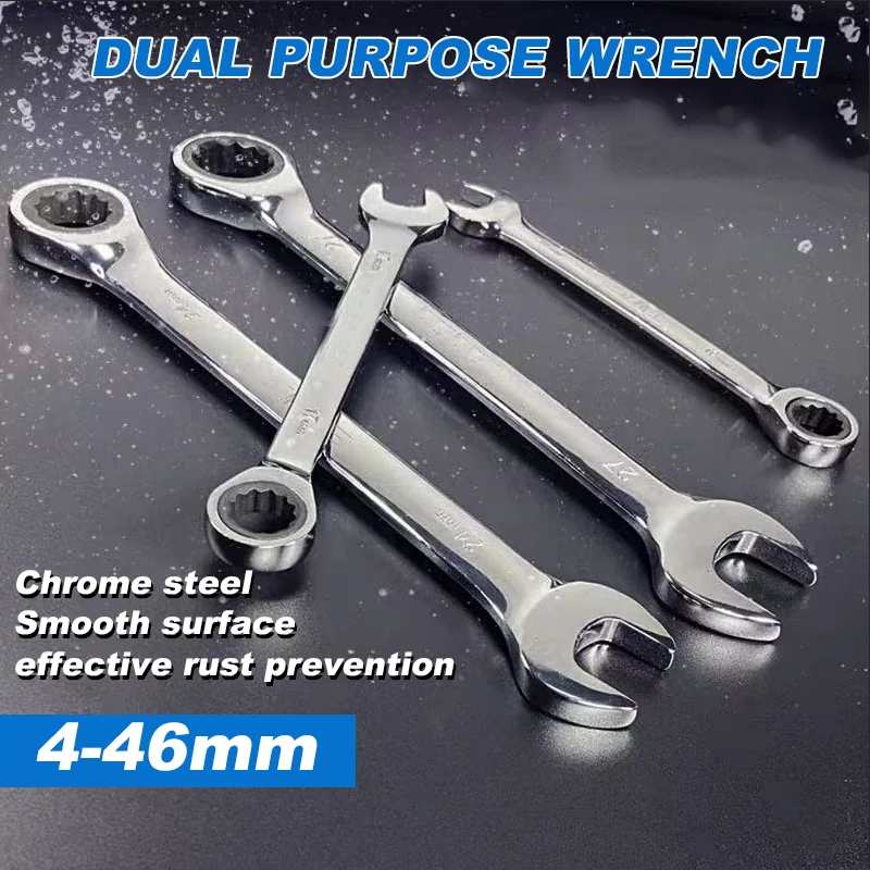 1Pcs Open End Wrench Tool Combination Wrench Hex Spanner Wrench for Hex Nuts 4/4.5/5/5.5/6/7/8/9/10/11/12/13/14/15/16/17/18-46mm