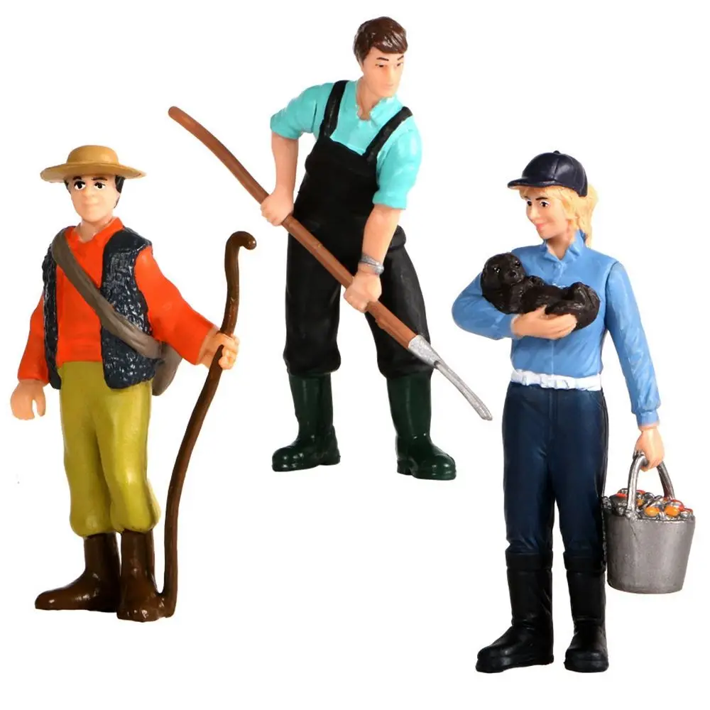 High Quality Statue Collection Toys Farm Staff People Figurines Model Simulation Farmer Miniature Figure Toy