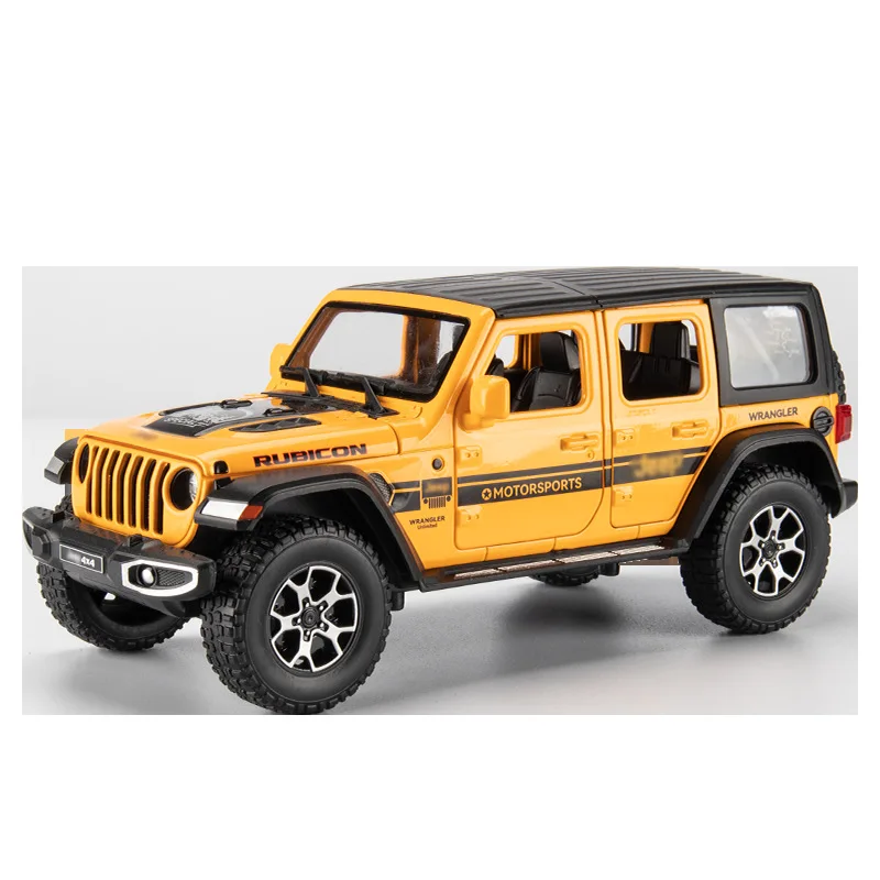 1:22 Jeep Wrangler Rubicon Simulation Off Road Car Model Sound Light Collective Voiture Miniature Diecast Toy Vehicle Boy A427