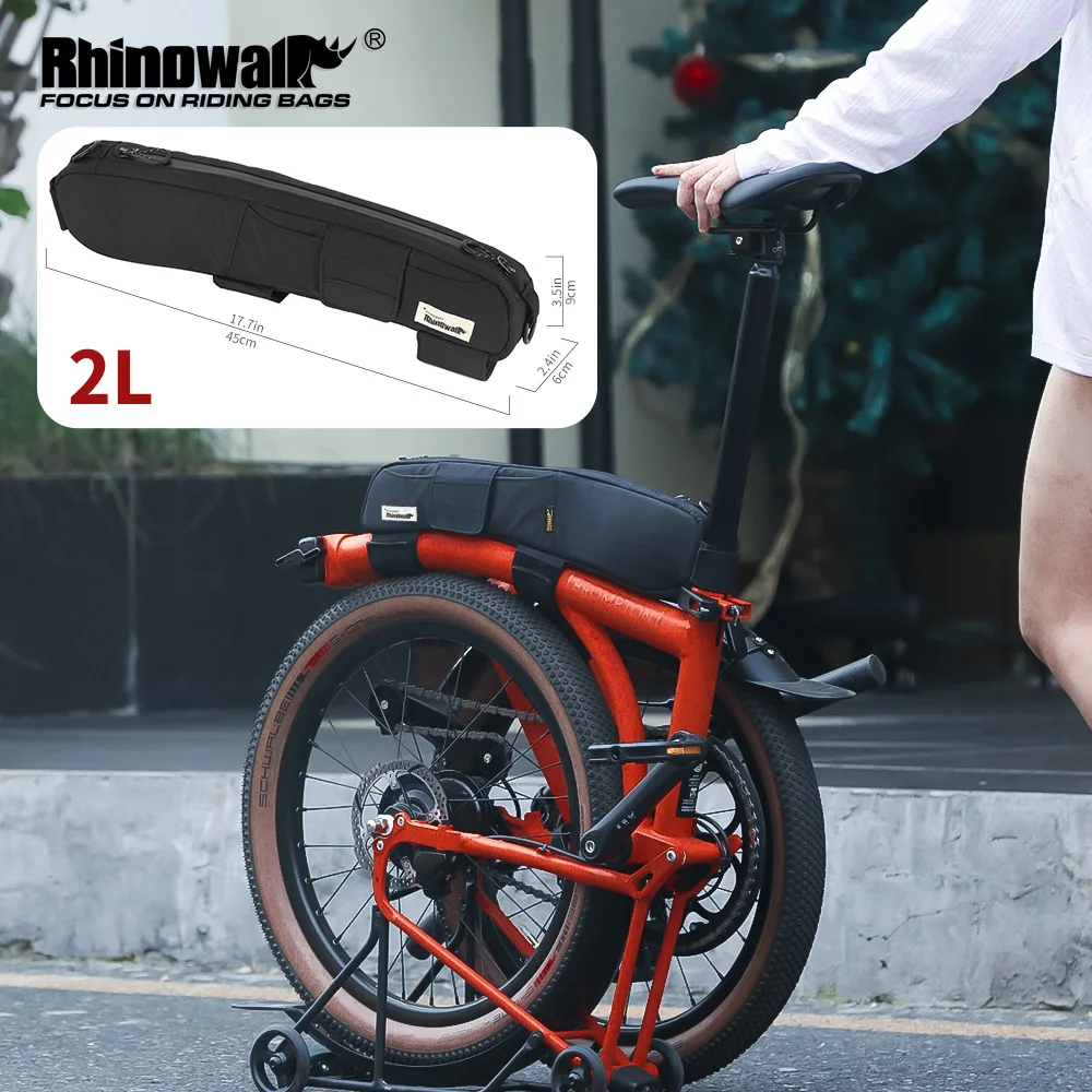 Rhinowalk Bike Top Tube Bag Water-Resistant 2L Folding Bike Front Frame Pack With Smart Multi-Compartment Design Fit Brompton