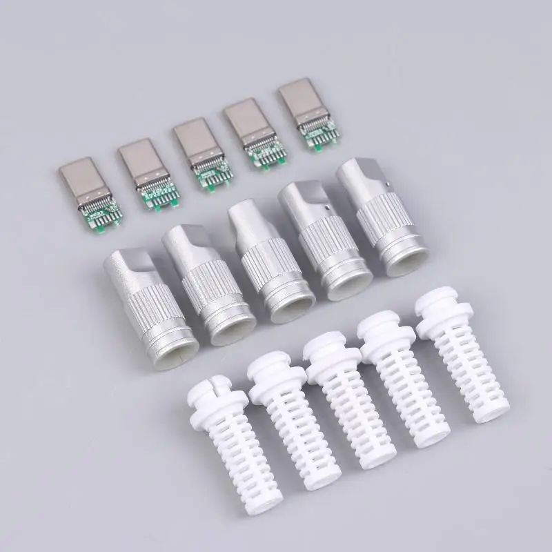2/5Sets USB3.1 24Pin Type-C Male 5 Solder Joints For Mobile Phone Fast Charging C To C With CC Solder Pad Repair
