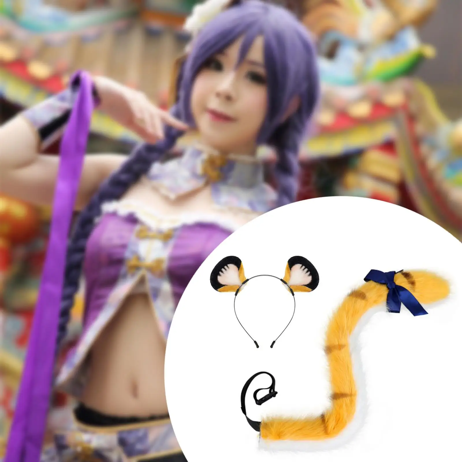 Ensemble de Costumes de Cosplay oreilles et queue, accessoires Punk pour spectacle sur scène, polyvalent, ajustement réglable, simulation