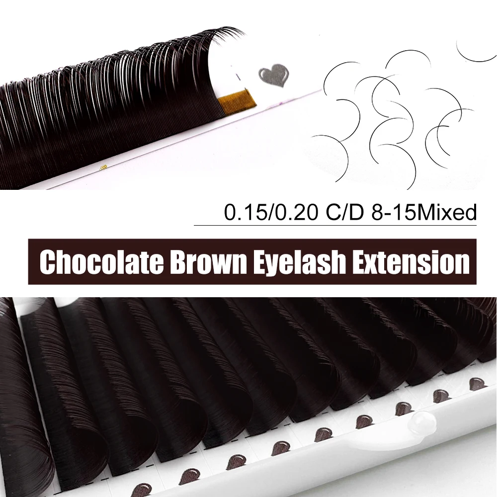 Abonnie Brown Ellipse Flat Lashes Extension Faux Professional Brown Flat Tipe Matte Eyelash Extension Supplies Private Label