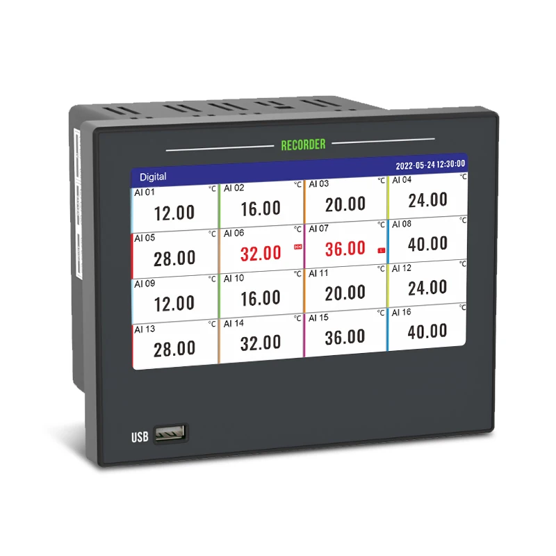 

1,8,16,32 Channels Industrial Data Recorder Smart Colorful Touch Screen Data Logger for Temperature Pressure Voltage Current