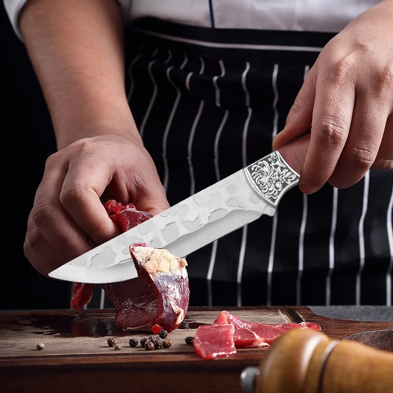 Kitchen Butcher Boning Knife - Hand-Forged - Practical Type - Japanese Chef's Knife for Cutting Fish, Fruits, and Steaks - Set