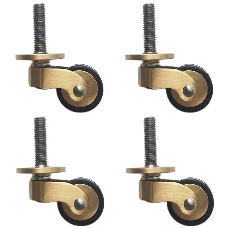 

4PCS Brass+Rubber Wear-resistant Silent Wheels Table Chair Sofa Piano Universal Furniture Rollers Cabinet Feet Casters Pulleys