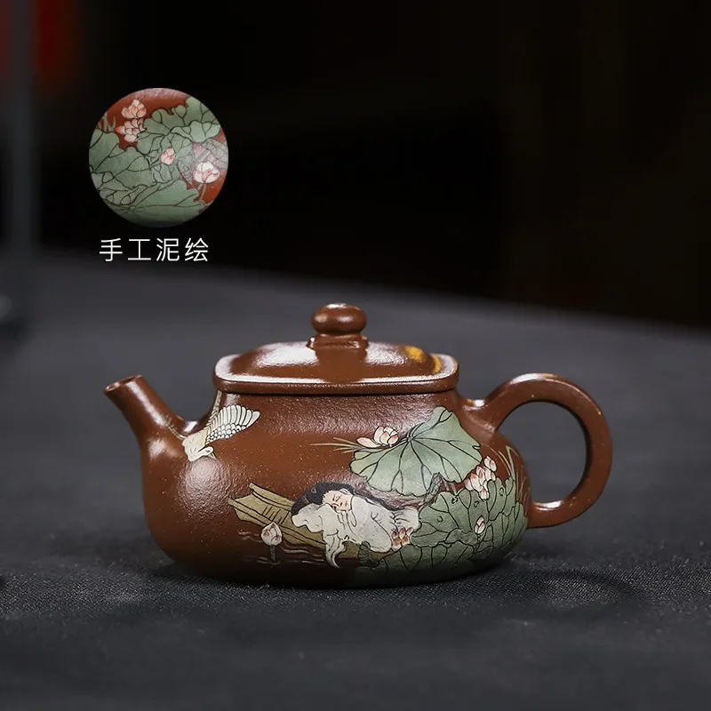 Yixing handmade purple clay pot, red downhill, sleeping beauty household tea set, teapot, teapo