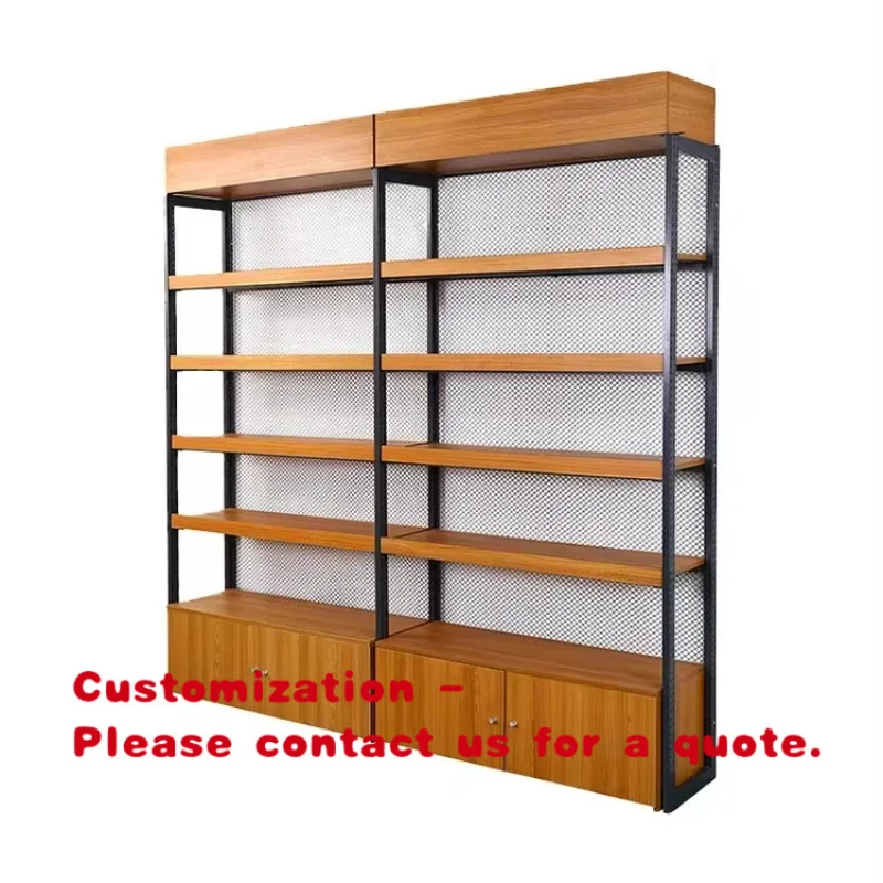 custom.XINDE Custom Metal  Display Rack Supermarket Grocery Display Wooden Miniso Shelves Wall Gondola Shelving