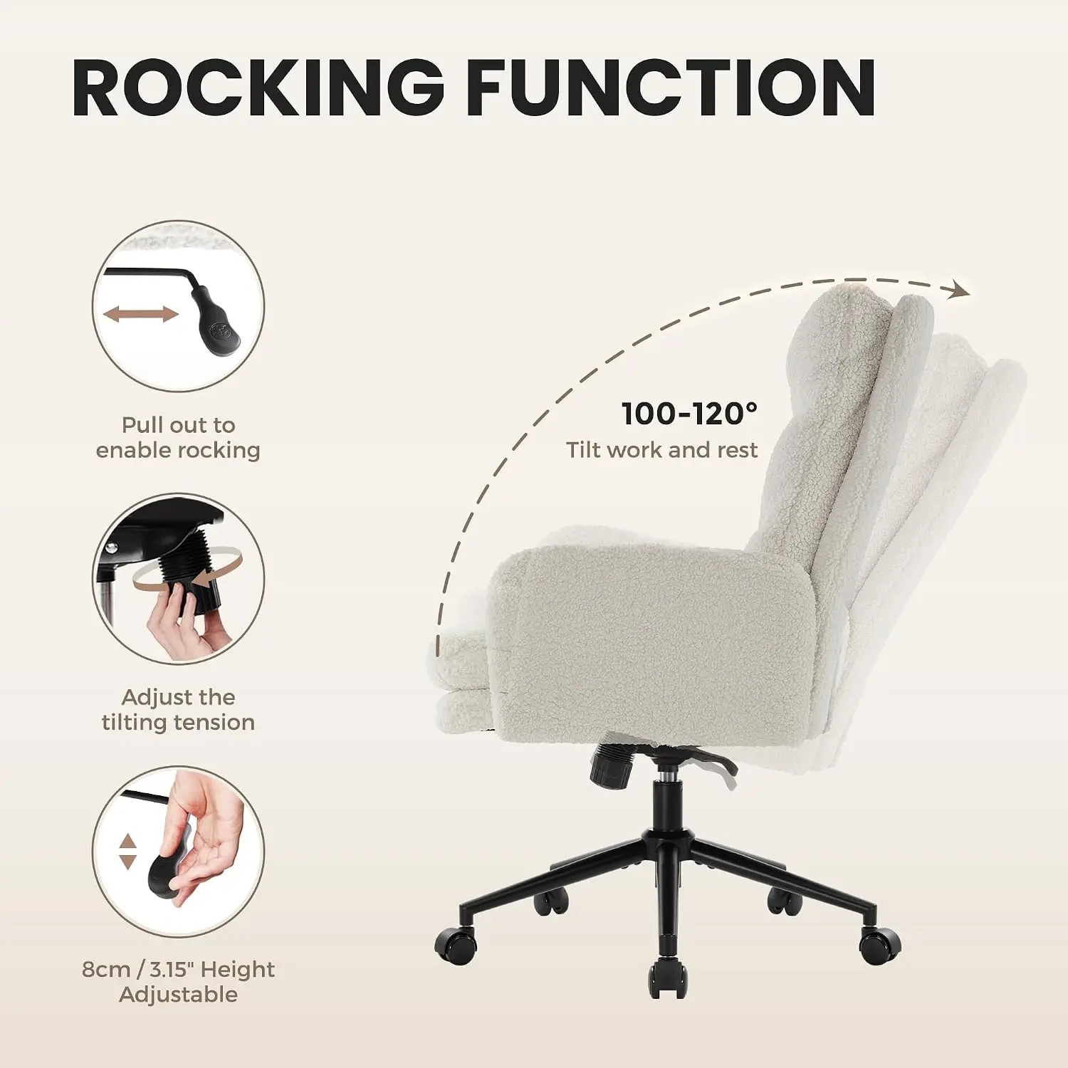 High Back Office Chair with Armrests Ergonomic Desk Chair for Home White, Customized