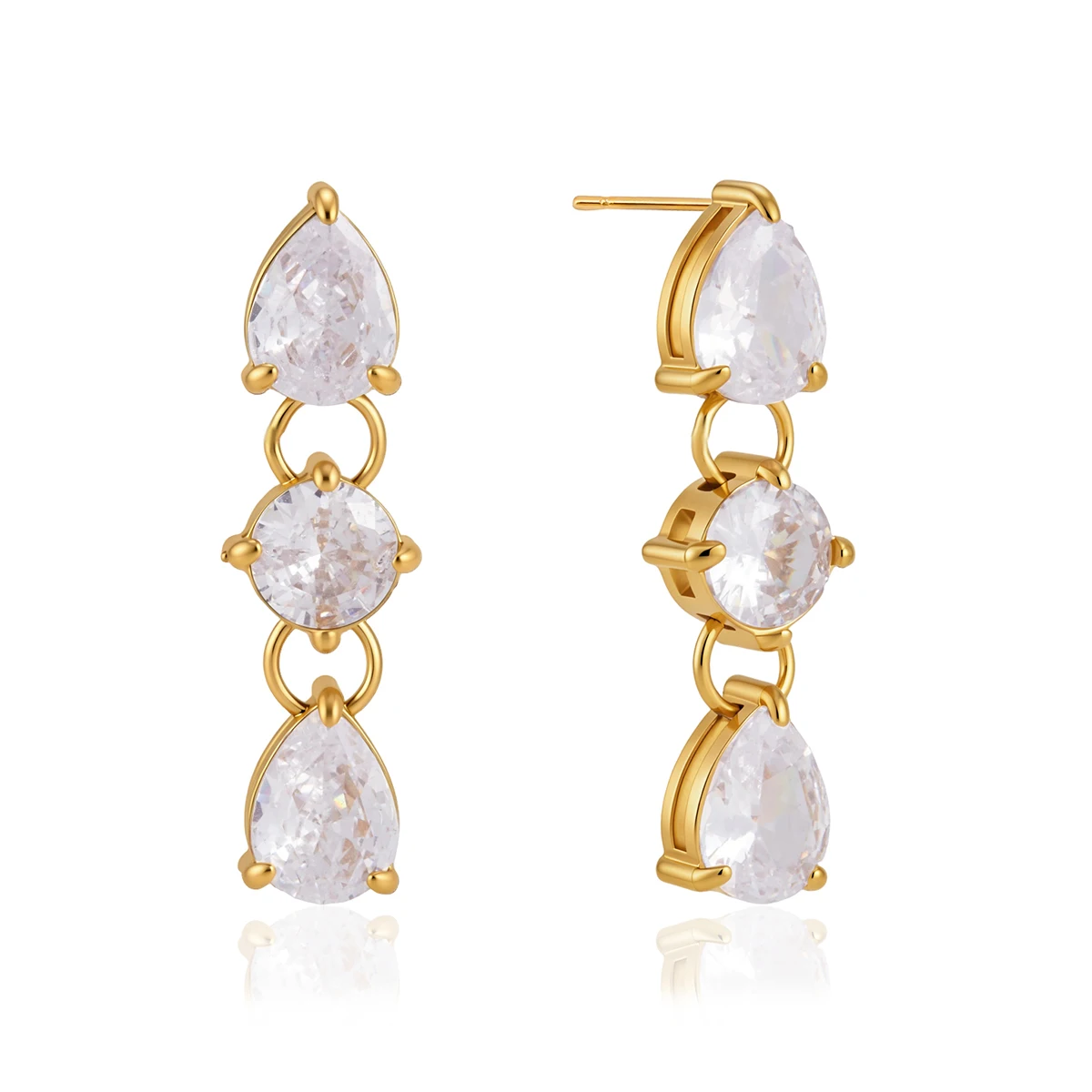 Spark & Co Delicate Zircon Long Dangle Drop For Women 18K Gold Plated Stainless Steel Earring Charms Jewelry Gift