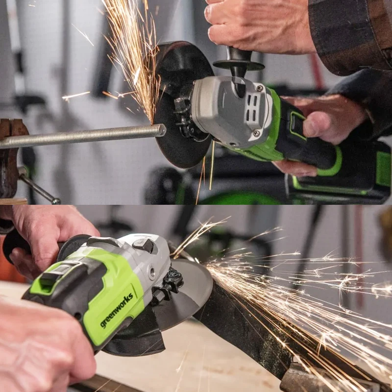 Greenworks 24V Brushless Grinder Angle 100mm Cutting Variable speed Electric Power Tool with battery charger Rechargeable