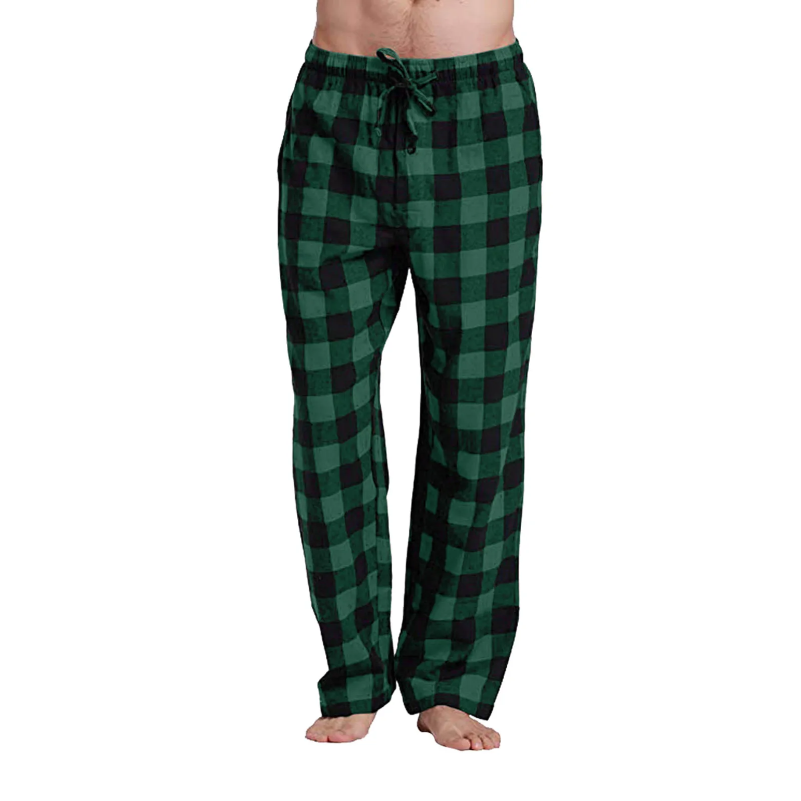 

Men Home Wear Straight Casual Business Pants Cotton Super Soft Men Jogger Sweatpants Flannel Plaid Pajama Pencil Pants Red