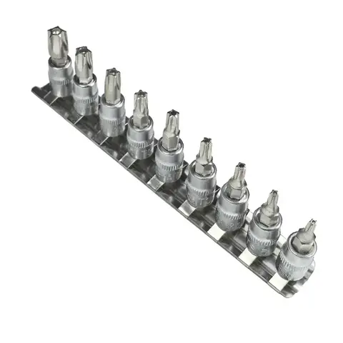 9pcs/set 5 Point Star Torx Screwdriver Bit 1/4 Inch Drive Socket Pentalobe TS10 TS15 TS20 TS25 TS27 TS30 TS40 TS45 TS50 HandTool