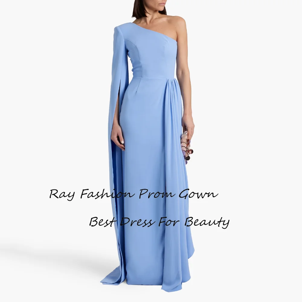 

Ray Fashion Simple A Line Prom Dress One Shoulder Fold Draped Floor Length For Women Formal Occasions فساتين سهرة Saudi Arabia