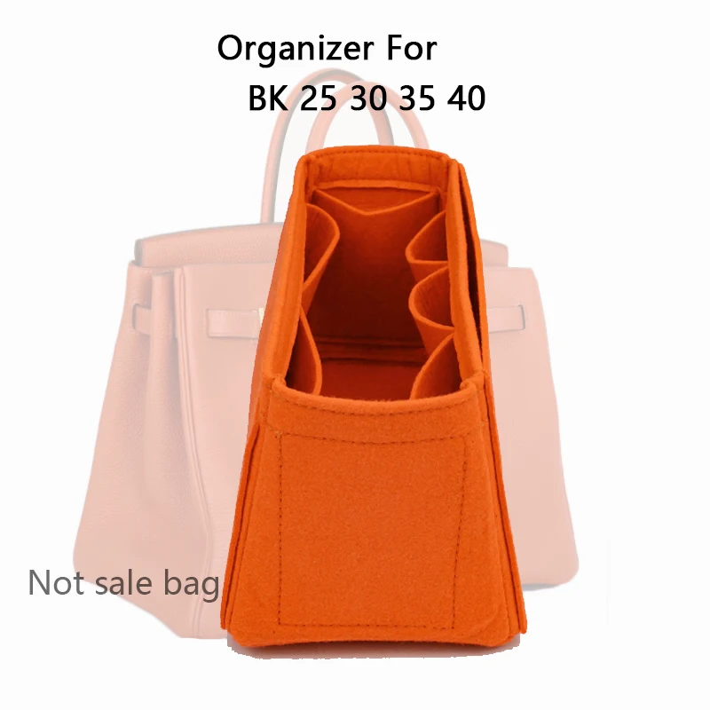 Sacs d\'insertion en feutre pour H Birkins, doublure de maquillage, organisateur de sac à main, shaper de base cosmétique portable, 25, 30, 35, 40