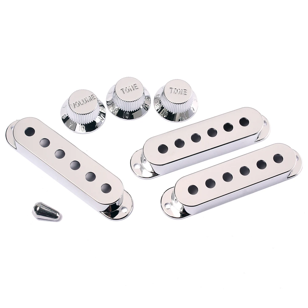 

Chrome Pickup Housing Set for Electric Guitar Replacement Parts Accessories Volume Tone Control Knob Switch Tip Plastic