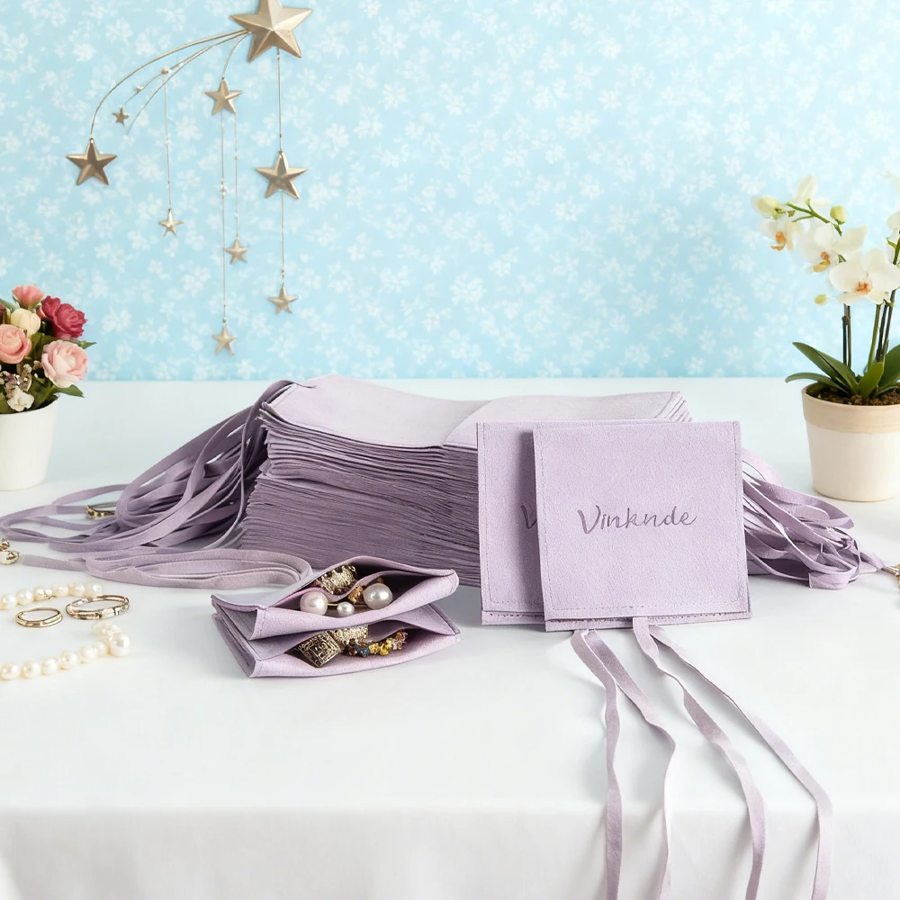 

Элегантный логотип с логотипом, 50 шт., 10x10 см, роскошный конверт, бархатный подарочный пакет из микрофибры для ювелирных изделий с лентой, дорожный браслет, серьги для хранения