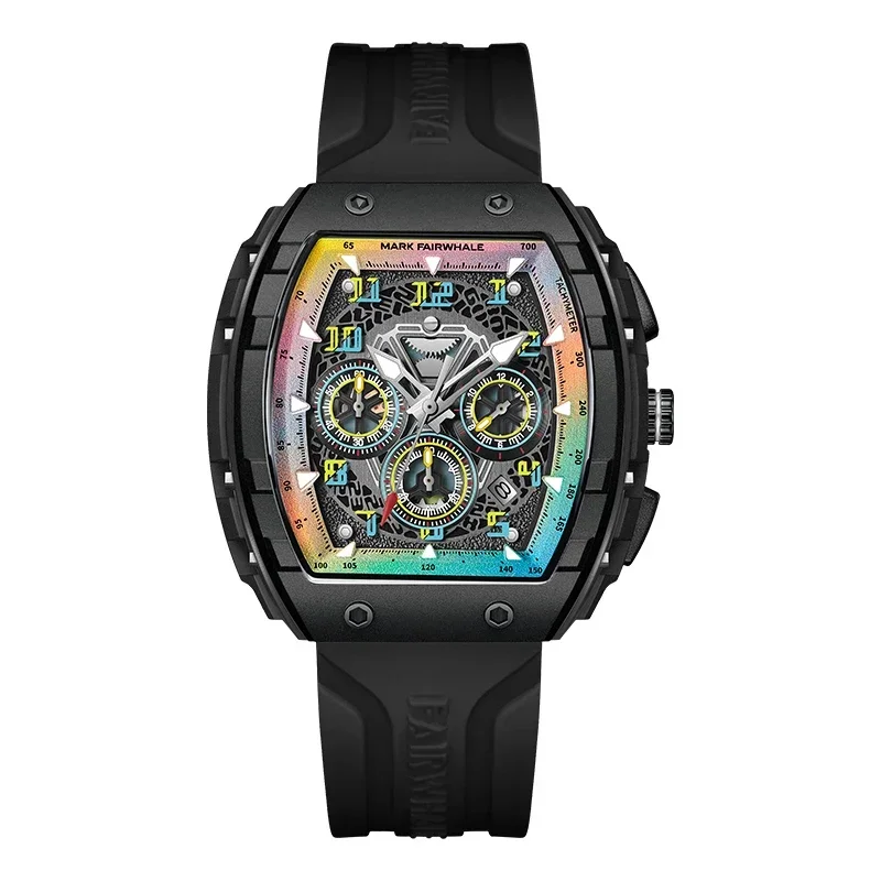 Mark Fairwhale 5001 Orologio casual alla moda da uomo Luminoso quadrante al quarzo impermeabile Cinturino in silicone Relógios Masculino