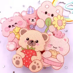 10pcs Glitter Felt Fabric Nonwovens Rainbow Cute Various Bear Applique DIY Sewing Patch Christmas Decor Supplie Accessorie Craft
