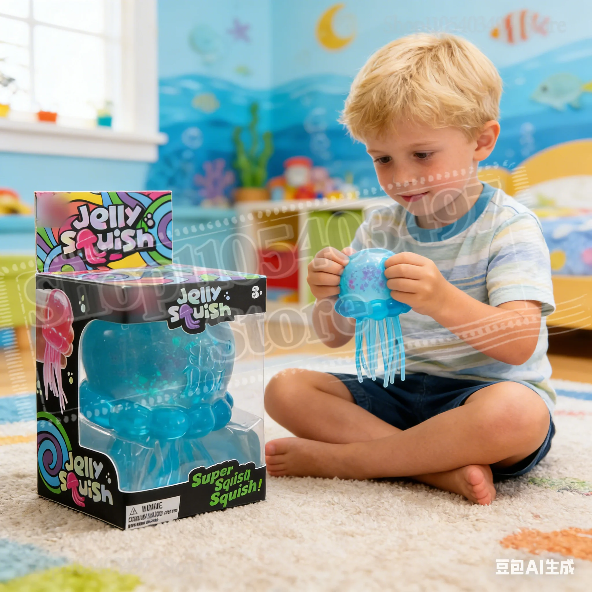 

2026 Jelly-fish Squish Beach Water Play Octopus Toy Outdoor Squeeze Toy Simulated Octopus Stress Balls Relief Fidget Toy for Kid