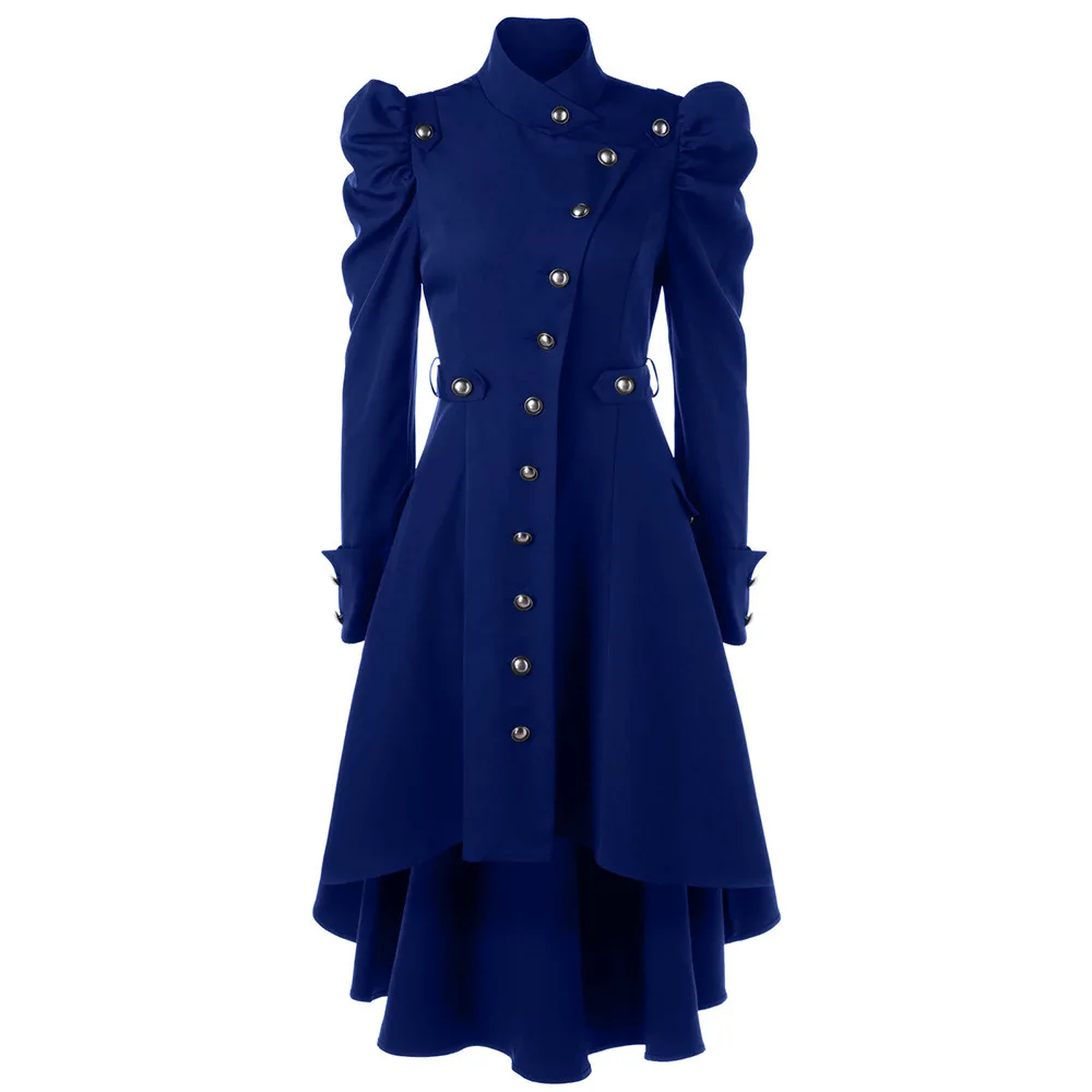 Middeleeuwse retro op maat gemaakte opstaande kraag Briti Sle damesjas lange jas slim fit faionable lentecollectie
