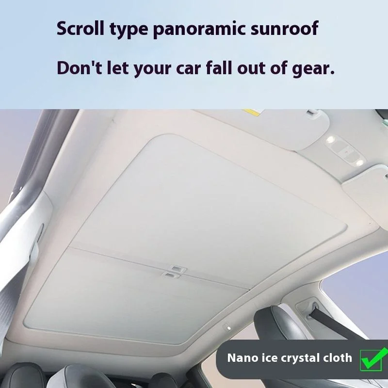 Third-Generation Luxury Magnetic Retractable Foldable Car Sunshade for Tesla Model Y Mesh Roof Front Windshield Shade Oxford