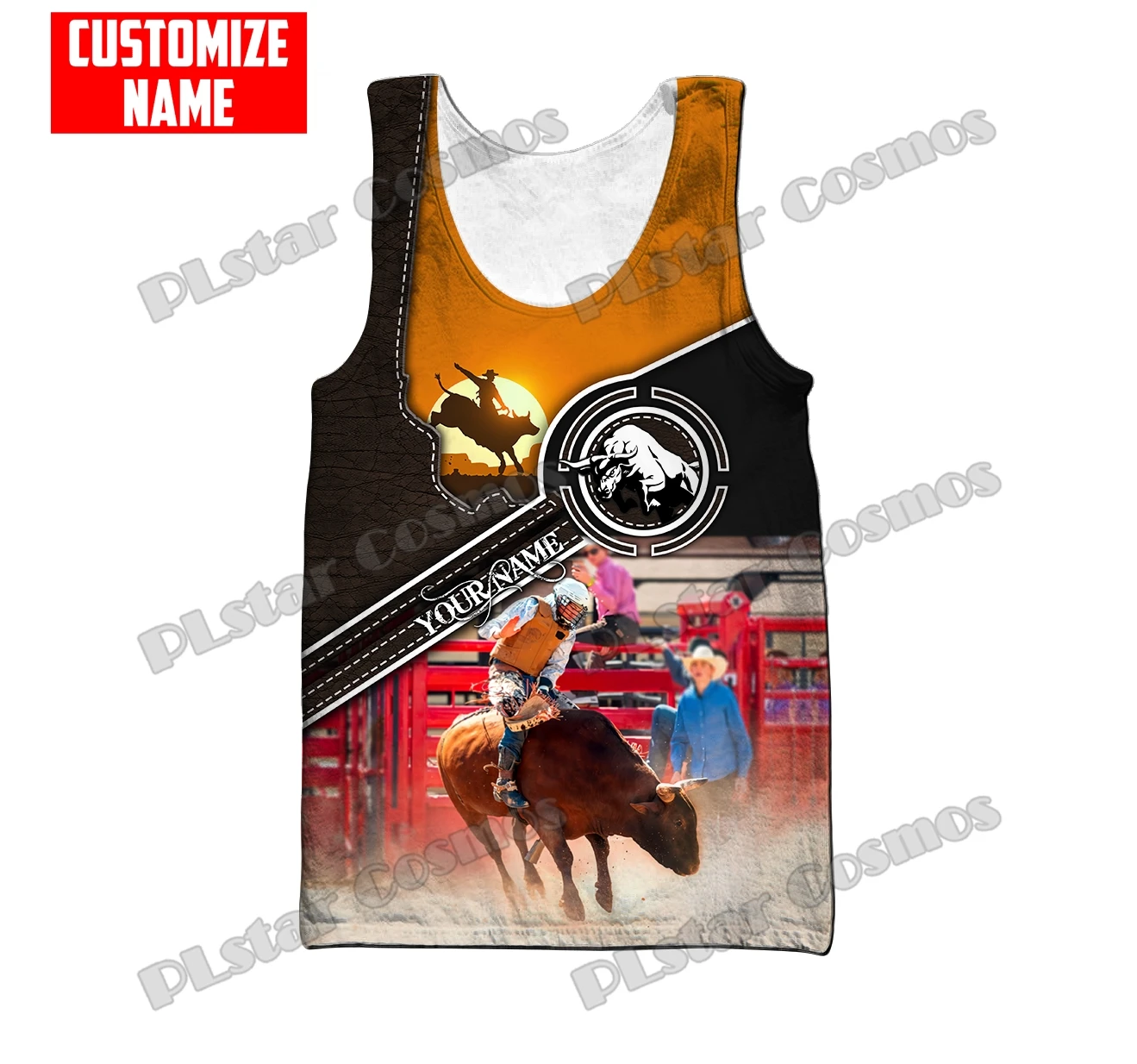 PLstar Cosmos Personalized Name Bull Riding 3D All Over Printed Men's Fashion Vest Summer Unisex Harajuku Casual Tank tops BXD34