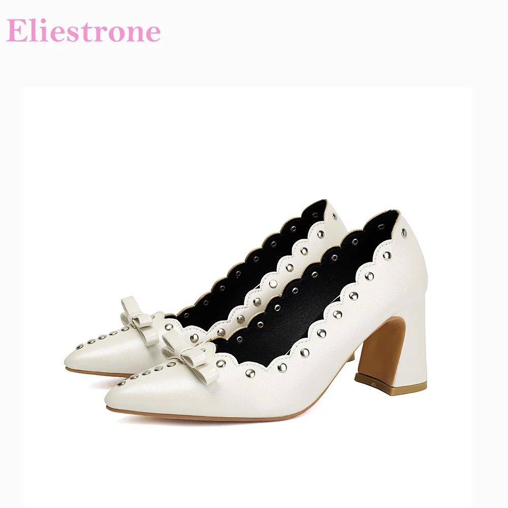 

2026 Fashion White Women Pumps Pointed Toe High Heels Lady Dailty Shoes Large Plus Size 11 45 48 Scallop Edge Oversize