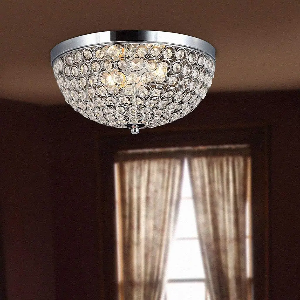 Chandeliers,Ellipse Crystal Chandelier Light Ceiling Flush Mount, Chrome Lighting Fixtures