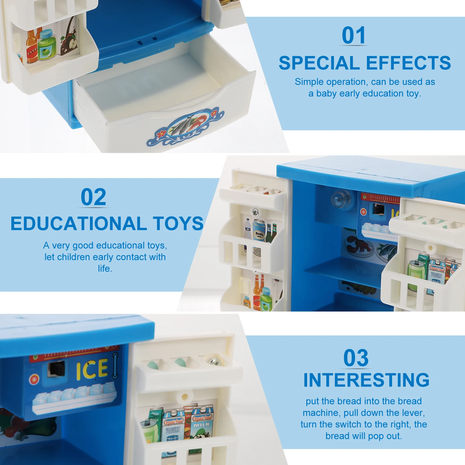 Mini refrigerador de juguete para niños, juguete de cocina simulado, desarrollo cognitivo divertido, superficie lisa, tamaño Mini de plástico