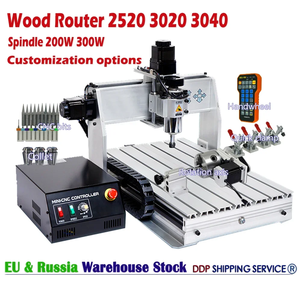 

CNC Wood Router Engraver Mini 2520 3020 3040 PCB Carving Aluminum Engraving Cheap Price 300W Drilling Lathe Milling Machine