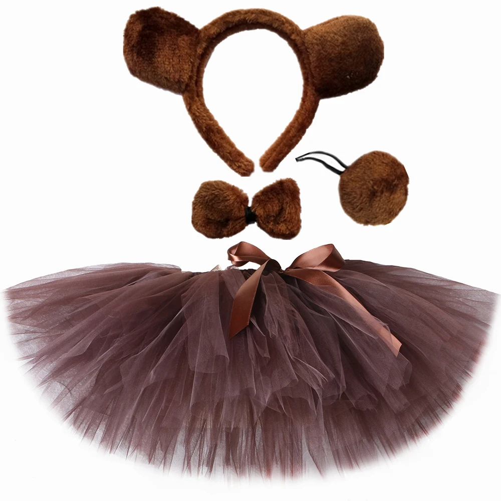 

Girls Brown Bear Tutu Skirt Fluffy Tulle Skirt for Children Toddler Girls Jungle Party Animal Cosplay Tutu Costume Kids Clothes