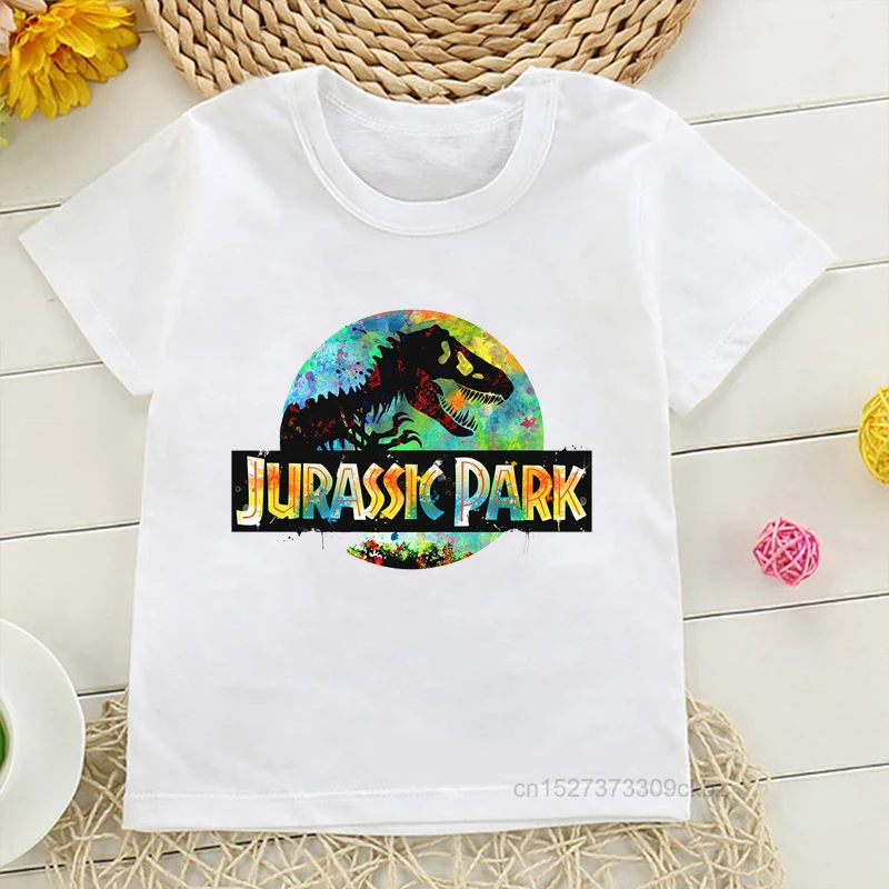 Jurassic Park T Shirt Jurassic World Dominion Tshirts Kids Dinosaur Clothes Boys Girls T Shirt Camisetas White Summer Tees Tops