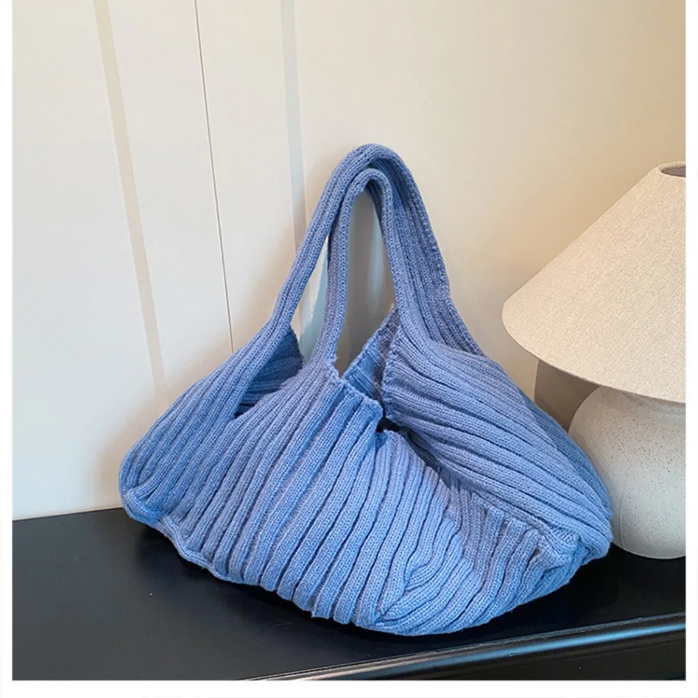 

2025 Autumn Corduroy Knitting Shoulder Bags Large Capacity Solid Commuting Tote Bags For Women Solid Color Dumpling Handbags
