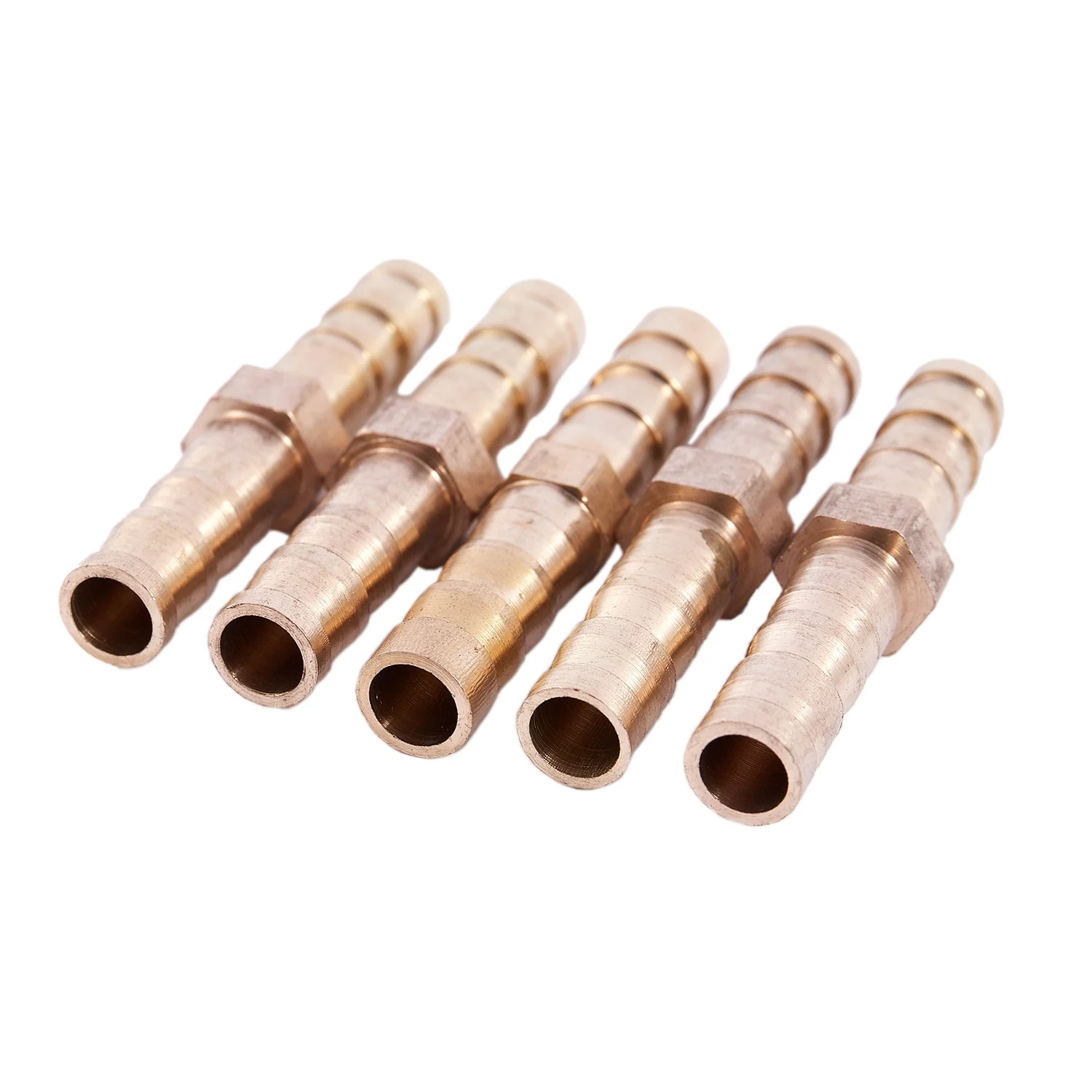 5 Stuks Goudkleurige Messing Connector Met Rechte Slang