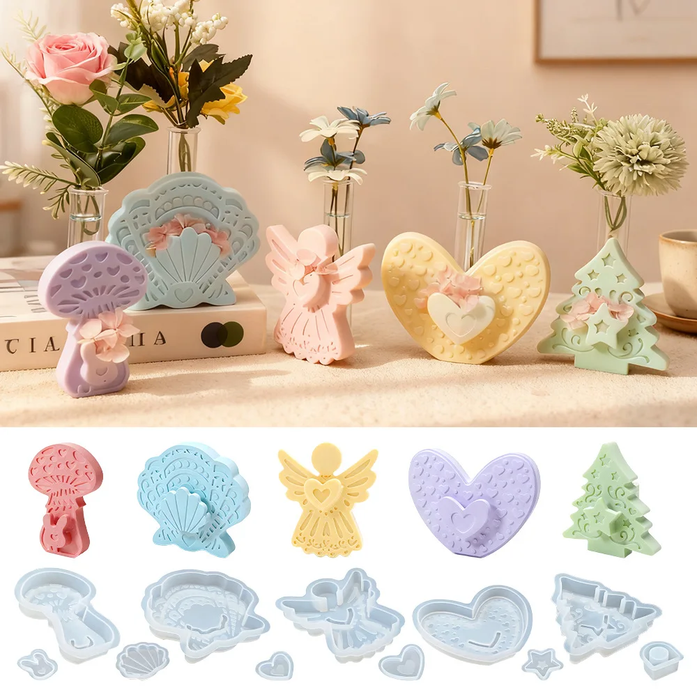 

Набор из 3-х силиконовых форм для кашпо ангела, сделай сам, сосна, цветочный горшок, смоляная форма, настольный декор для эпоксидной смолы, миниатюрное садовое литье