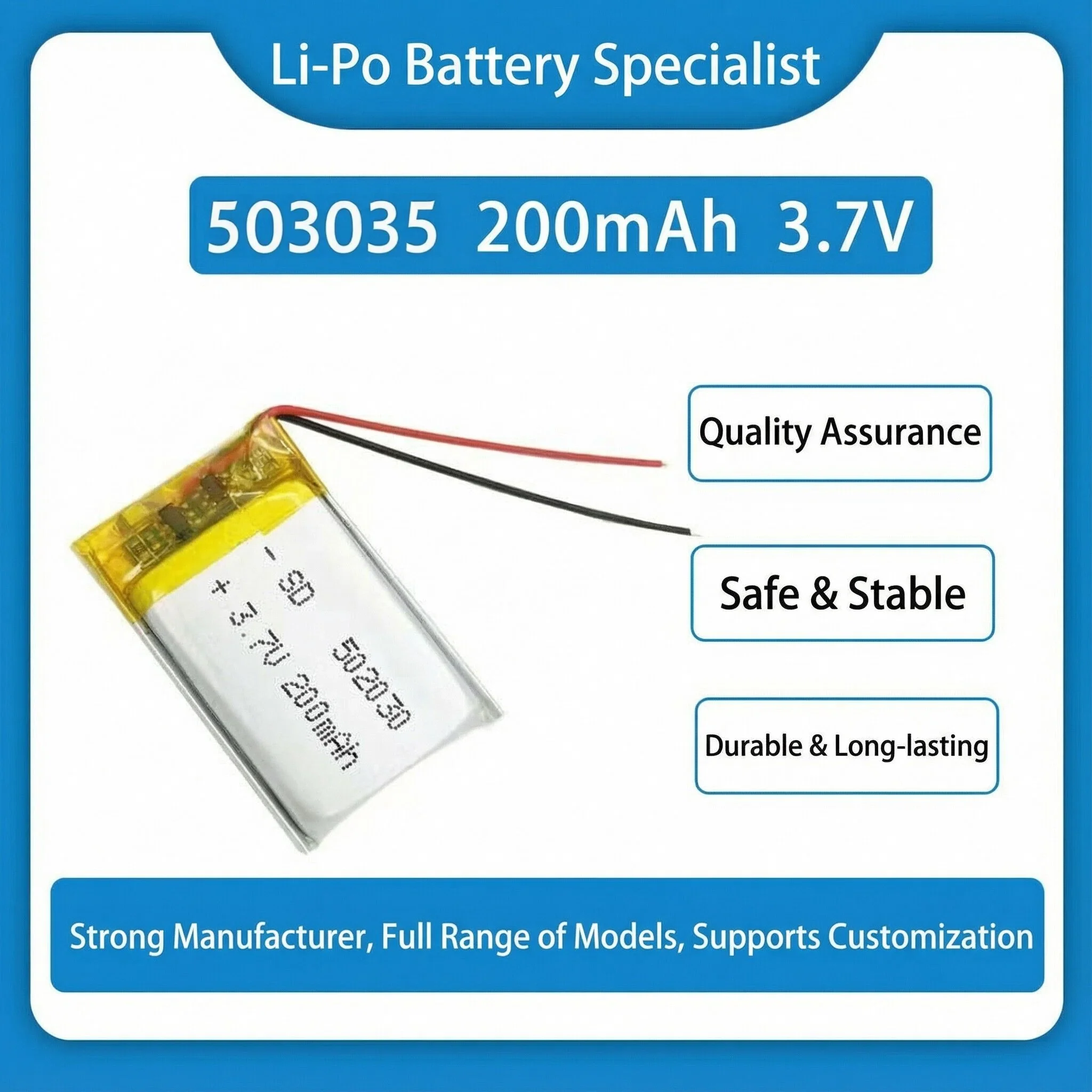 

3.7V 500mAh 503035 Rechargeable Li-Polymer Battery Replacement for Car Recorder GPS Navigation VR Player MP3 DVD