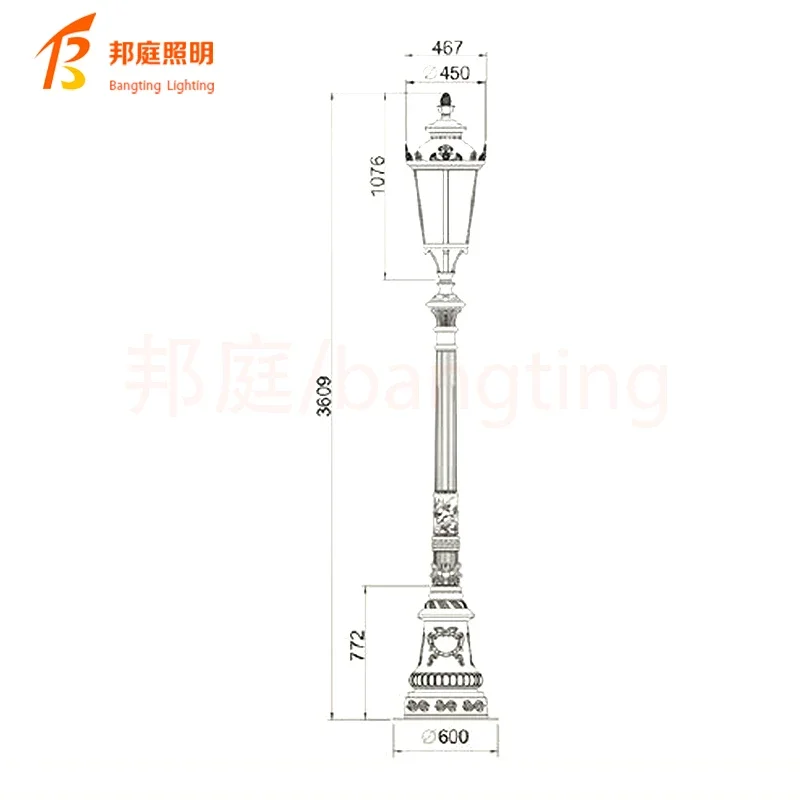 Hot sale classic antique European Style outdoor street light aluminum garden lamp post top light garden light