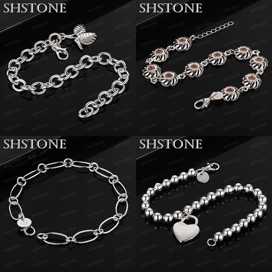 

Fashion Jewelry 925 Sterling Silver Oval Chain Leaf Beads Orange Zircon Bracelet Women Anniversary Party Luxury Gift Accessories