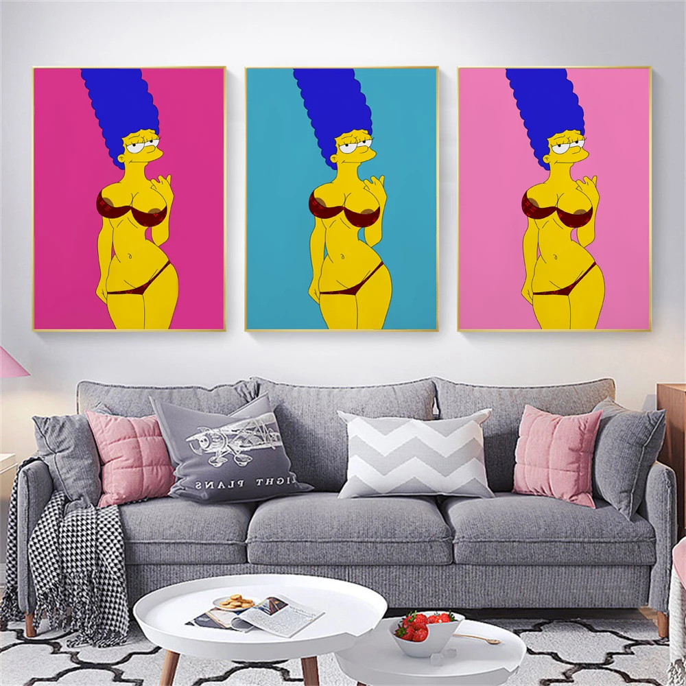 

Disney Cartoon Figure Marge Simpson Poster Modern Graffiti Art Canvas Painting Pop Graffiti Wall Art Prints Bedroom Home Decor