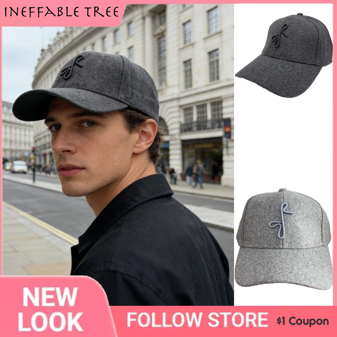 Monogram Woolen British Outdoor Sport Baseball Cap for Men Women Hand-Dyed Dad Hand-Embroidered Letters Hats Chapeau Homme