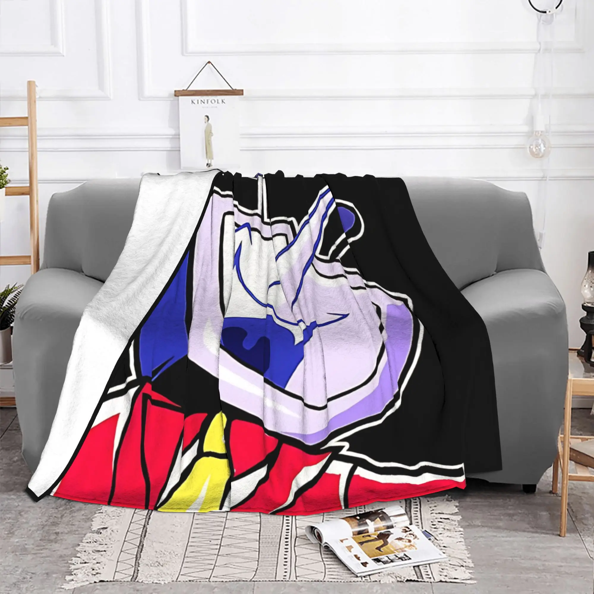 1PC Home Cute Room Decor Retro TV Head Businessman Art Blanket Throw Blanket Deltarune Novelty Warm Blanket All Season